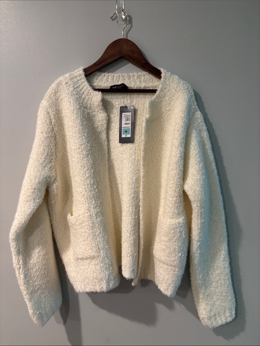 Marks & Spencer Cream Bouclé Open Cardigan